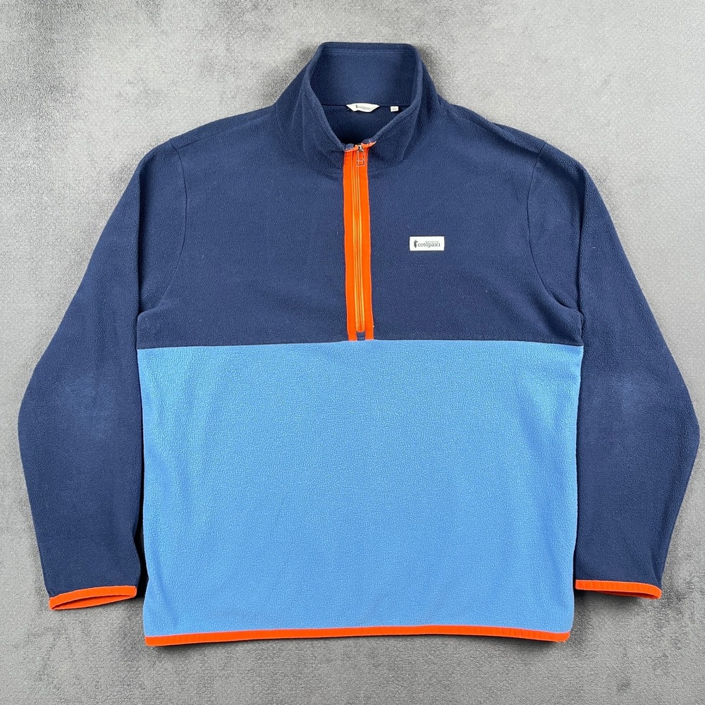 Cotopaxi Amado Fleece Pullover Mens XL Blue Orange Colorblock 1/2 Zip Jacket